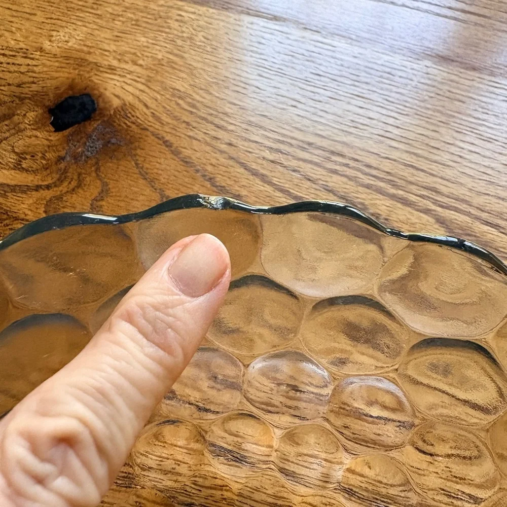Vintage Glass Bubble Bowl- hint of blue-